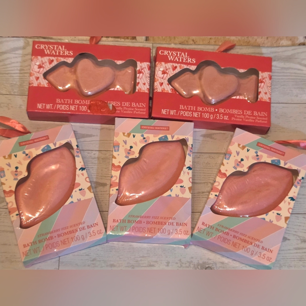 Crystal Waters Vanilla & Strawberry Scented Bath Bomb - Pack of 5